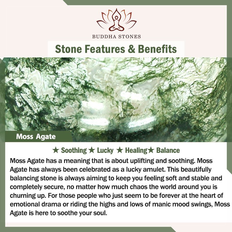 Buddha Stones 108 Mala Beads Natural Stone Moss Agate Multi-turn Healing Bracelet Mala Bracelet BS 1