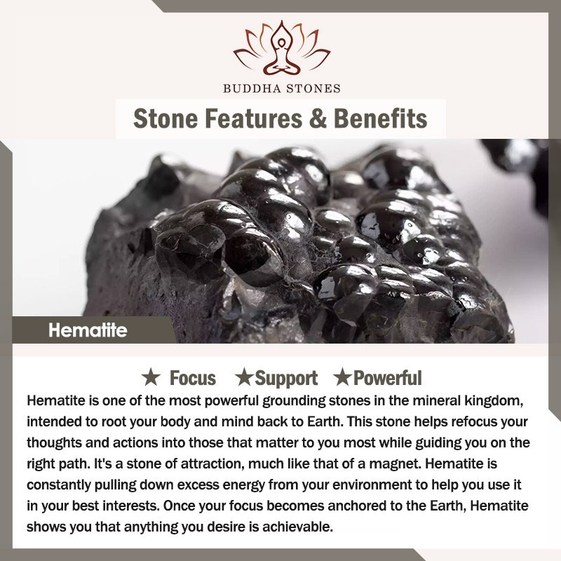 Buddha Stones 12 Constellations of the Zodiac Hematite Protection Bracelet Bracelet BS 1